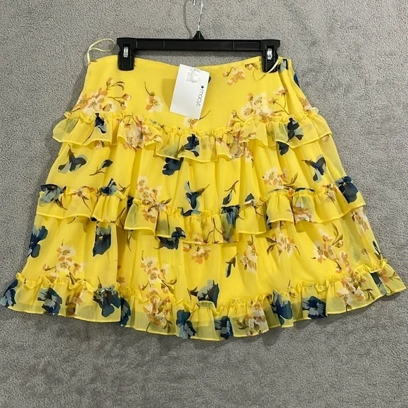 NEW Lauren Ralph Lauren Womens 8 Ruffled Mini skirt Yellow H695 - Picture 3 of 9